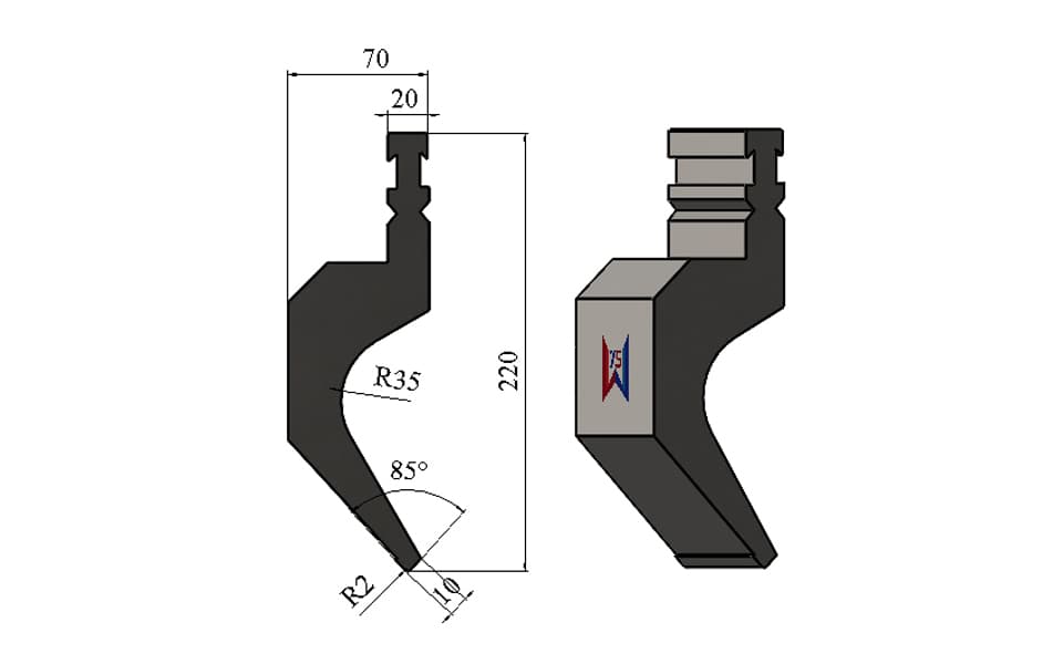 WYS 85° Bystronic-Type Gooseneck Punch, H220 mm, R2