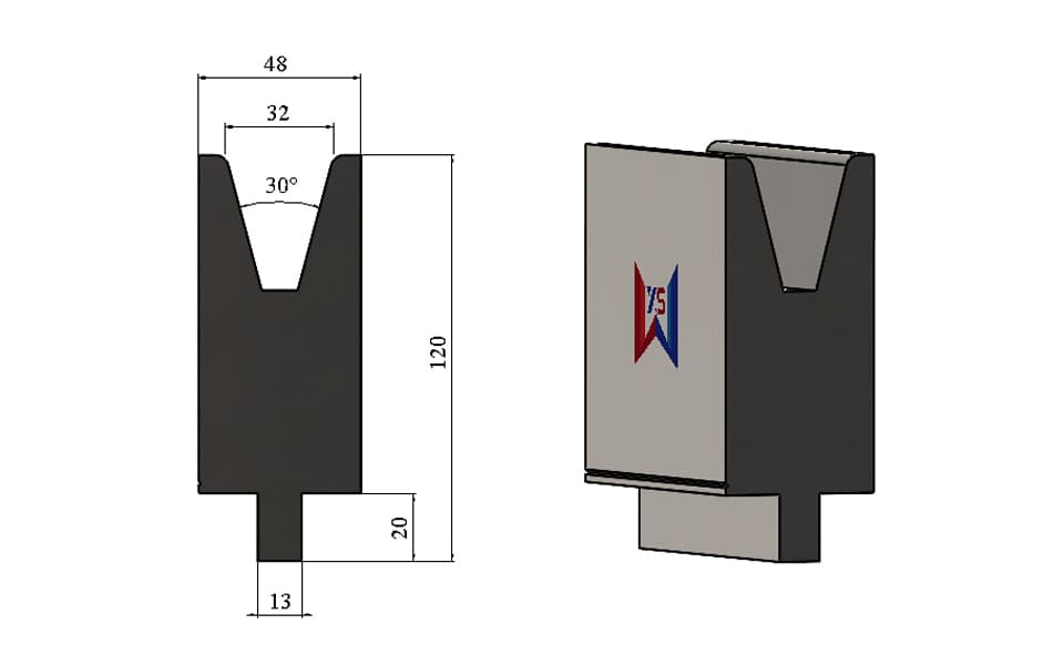 WYS 30° V32 Bystronic-Type Single-V Die, H120 mm