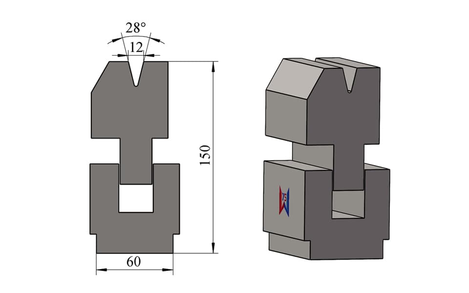 28° V12 Spring-Loaded Hemming Die for 1.5 mm Sheet Metal