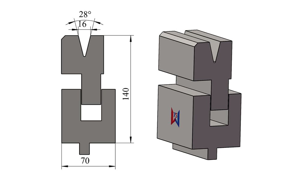 28° V16 Single-V Spring-Loaded Hemming Die for 2 mm Sheet Metal