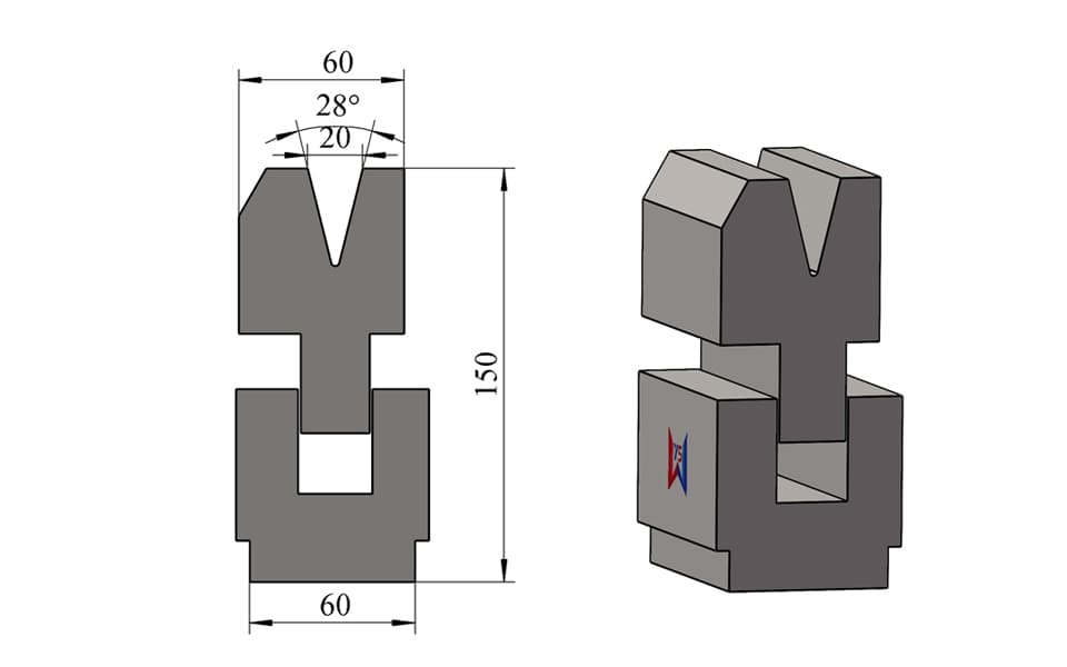 28° V20 Spring-Loaded Hemming Die for 2.5 mm Sheet Metal