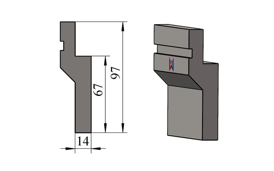 97mm Split-Type Interchangeable Press Brake Punch Holder – 100 Ton/m