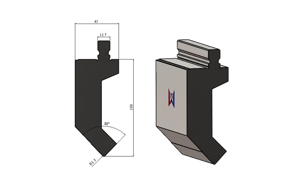 WILA American Style 88° Heavy-Duty Top Tool – H100mm, R1.5, 160 Ton/m