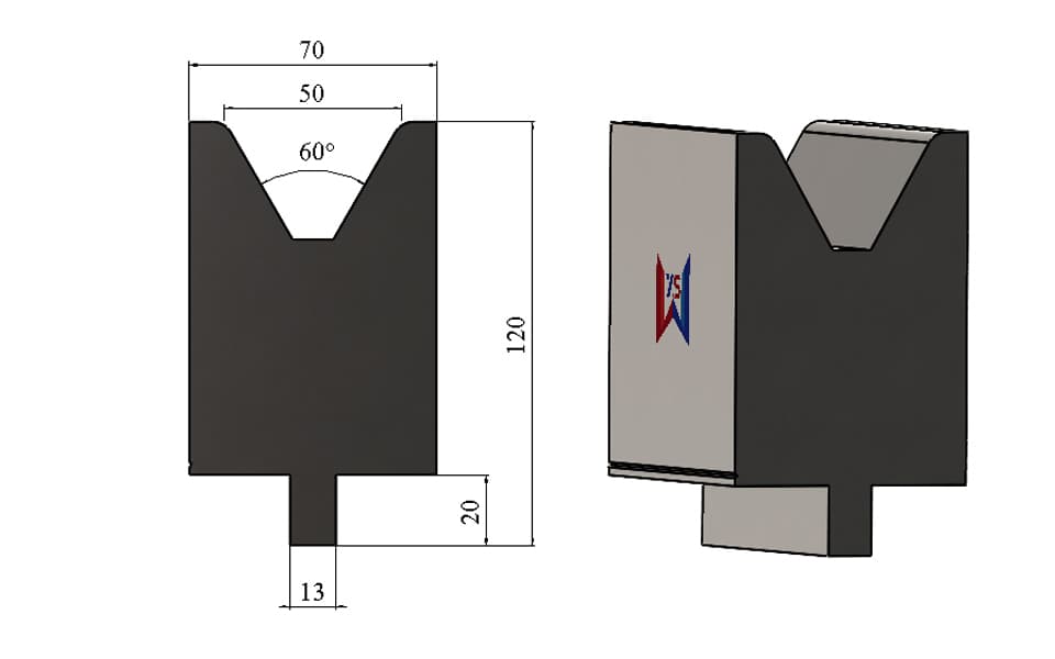 WYS 60° V50 Bystronic-Type Heavy-Duty Single-V Die, H120 mm