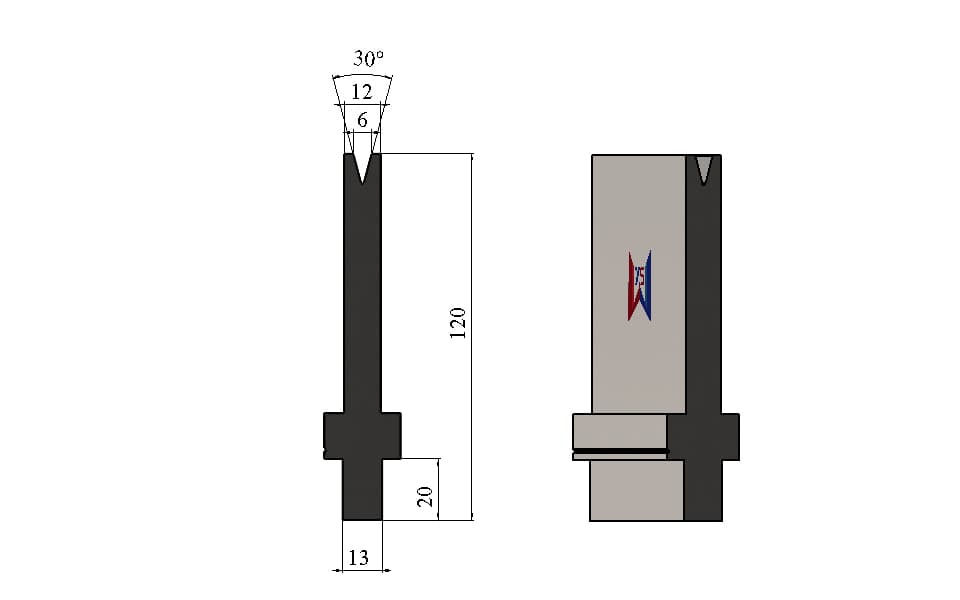 WYS 30° V6 Bystronic-Type Single-V Die, H120 mm