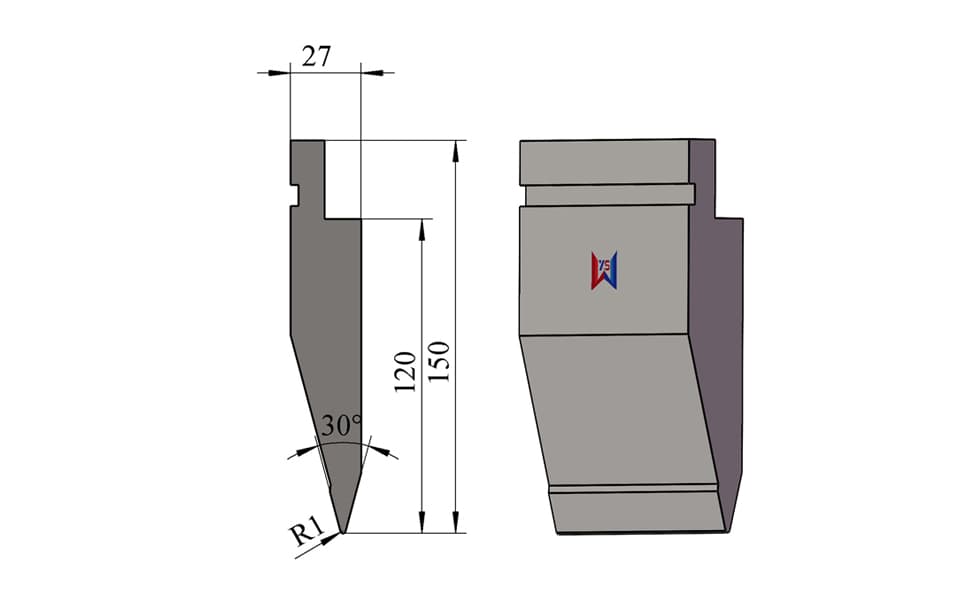 30° R1 High Pre-Bending Press Brake Upper Punch for Hemming – 150 mm Height, 120 mm Working Height, 10 Ton/m