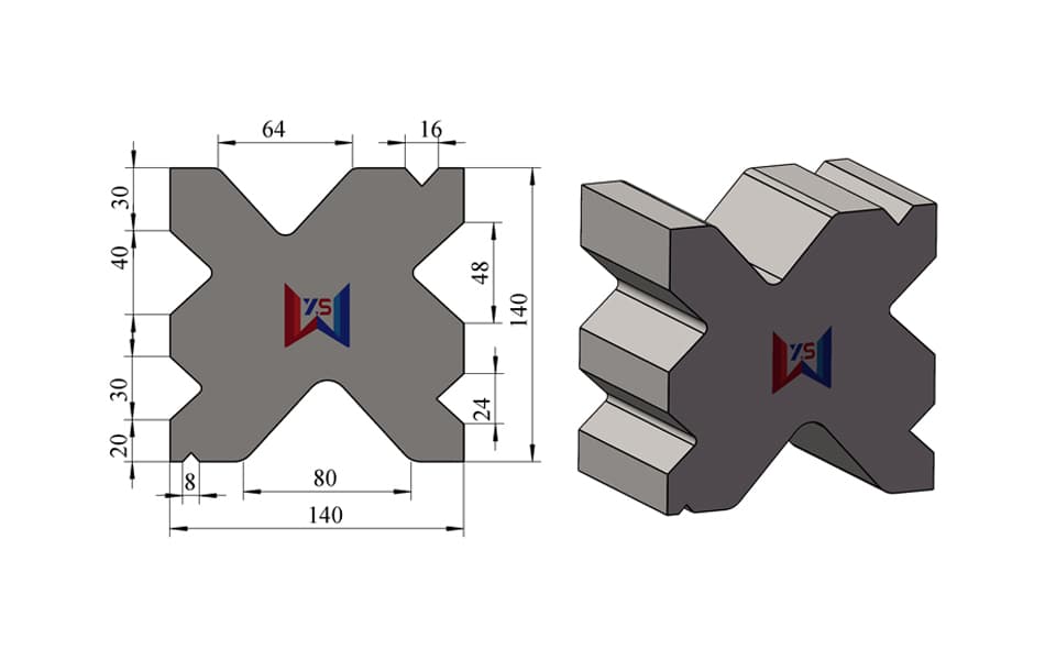 140x140 mm 8-groove V8 V16 V24 V30 V40 V48 V64 V80 multi V press brake lower die Product Name