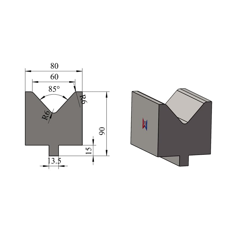 V60 85° Single-V Press Brake Lower Die – H90 × W80 mm, 100 Ton/m