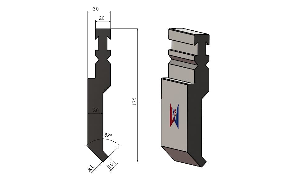 WYS 88° Bystronic-Type Wide-Tip Relieved Punch, H175 R1