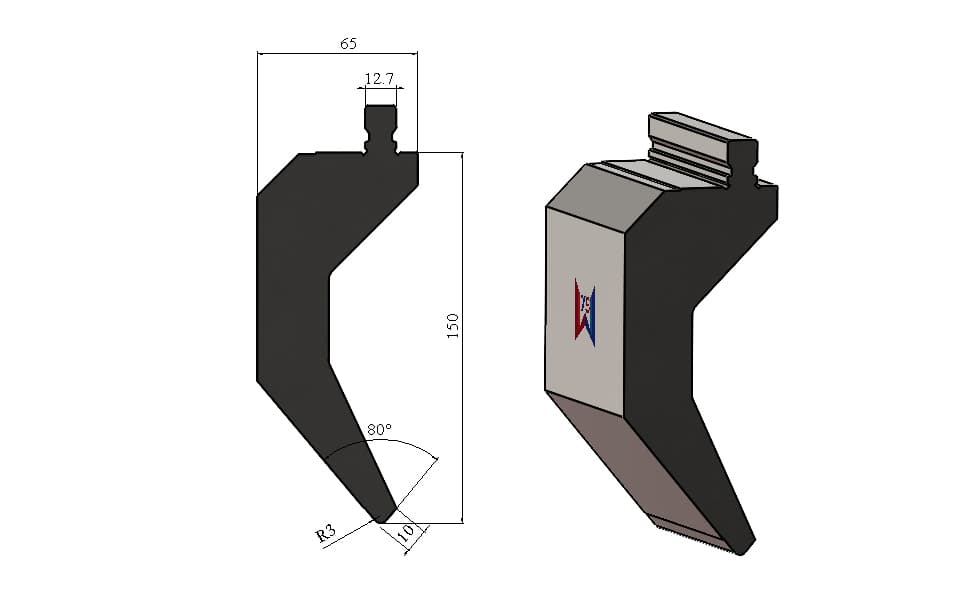 WILA American Style 80° Reinforced Gooseneck Top Tool – H150mm, R3, 90 Ton/m